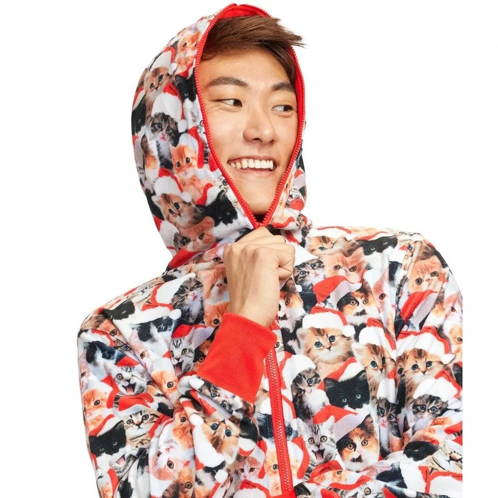 New Tipsy Elves Men's Meowy Catmus Jumpsuit Size‎ L - Picture 1 of 8